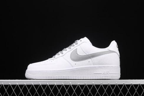 Nike Air Force 1'07 Mid White Silver Reflective Light Running Shoes  366751-606 - Febshoe