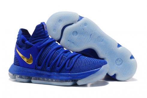 Nike Zoom KD X 10 Men Basketball Shoes Blue All Gold - Febshoe