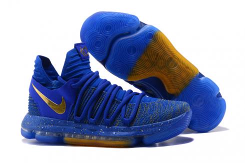 Nike Zoom KD X 10 Men Basketball Shoes Royal Blue Gold New - Febshoe